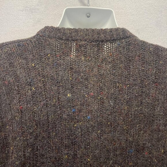Vintage 90s Fisherman Knit Wool Blend Sweater Mens XL Brown Donegal Flecks Cable - Picture 15 of 15
